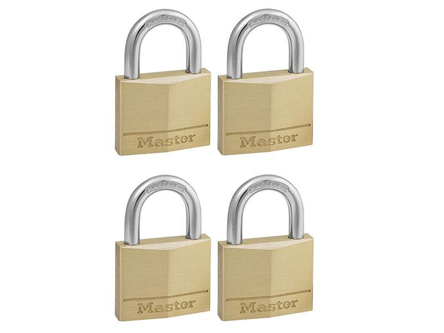 Master Lock Solid Brass 40Mm Padlock 4-Pin - Keyed Alike X 4