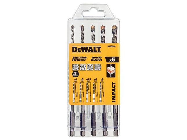 DEWALT Dt60099 Extreme Impact Masonry Drill Bit Set 5 Piece