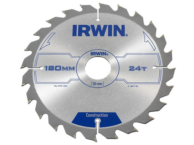 IRWIN Construction Circular Saw Blade 180 X 30Mm X 24T Atb