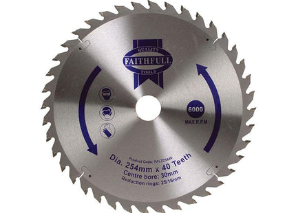 Faithfull Tct Circular Saw Blade 254 X 30Mm X 40T Pos