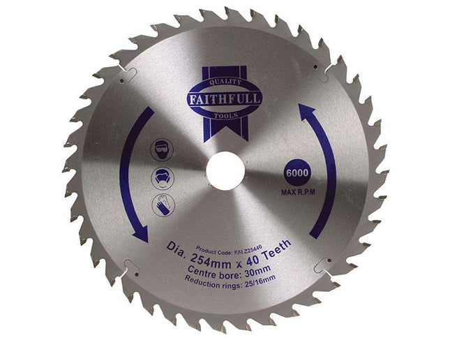 Faithfull Tct Circular Saw Blade 254 X 30Mm X 40T Pos