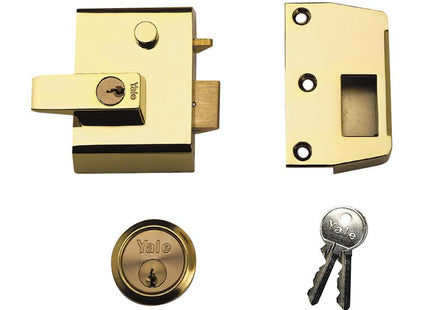 Yale Locks P2 Double Security Nightlatch 40Mm Backset Brasslux Finish Visi