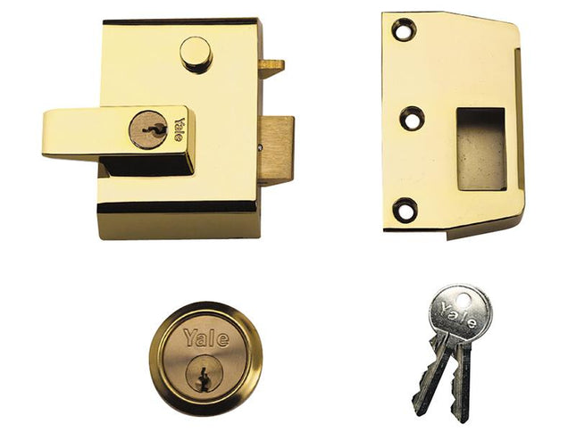 Yale Locks P2 Double Security Nightlatch 40Mm Backset Brasslux Finish Visi