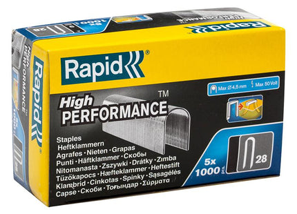RAPID 28/10 10Mm Dp X 5M Galvanised Staples Box 5 X 1000