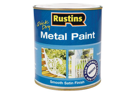 Rustins Quick Drying Metal Paint Smooth Satin White 250Ml