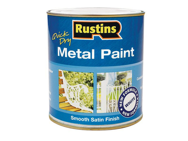 Rustins Quick Drying Metal Paint Smooth Satin White 250Ml