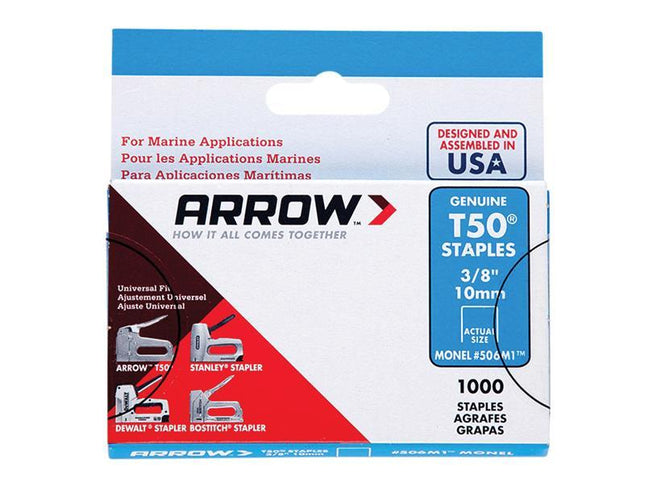 ARROW T50M 506M Monel Staples 10Mm (3/8In) Box 1000