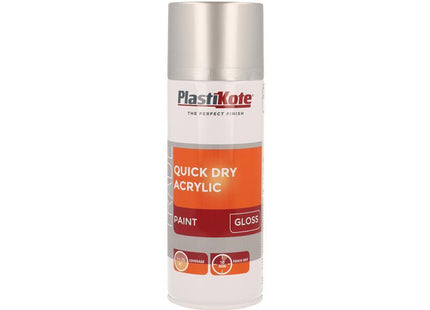 Plastikote Trade Quick Dry Acrylic Spray Paint Gloss Silver 400Ml