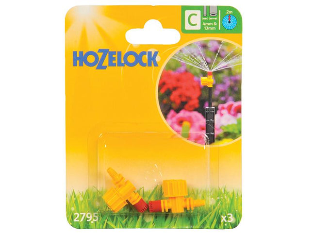 Hozelock Adjustable Micro Jet 360 Degree 4Mm/13Mm (3 Pack)