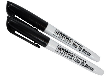 Faithfull Fibre Tip Marker Pen Black (Pack Of 2)
