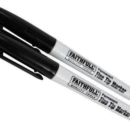 Faithfull Fibre Tip Marker Pen Black (Pack Of 2)