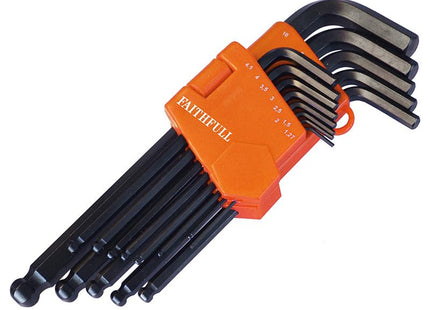 Faithfull Ball End Long Arm Hexagon Key Set Of 13 Metric (1.3-10Mm)