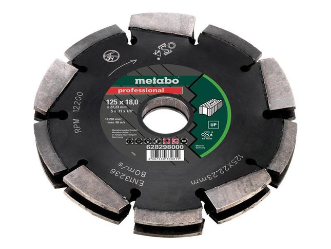 metabo 2 Row Professional Up Universal Wall Chaser Blade 125 X 18 X 22.23Mm