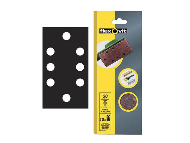 Flexovit 1/3 Sanding Sheets Perforated Coarse Grit (Pack Of 10)