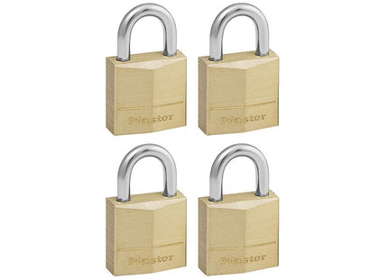 Master Lock Solid Brass 20Mm Padlock 3-Pin - Keyed Alike X 4
