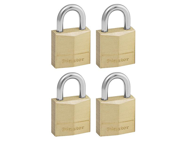 Master Lock Solid Brass 20Mm Padlock 3-Pin - Keyed Alike X 4