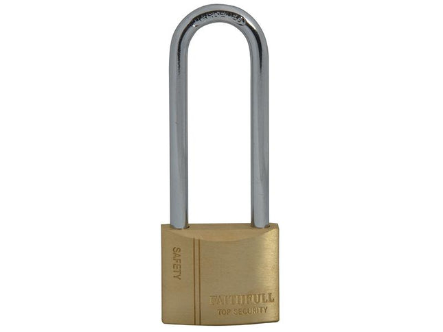 Faithfull Brass Padlock 40Mm Long Shackle 3 Keys