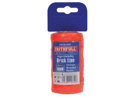 Hi-Vis Nylon Brick Line 100m (330ft) Orange