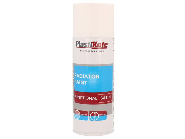 Plastikote Trade Radiator Spray Paint Satin White 400Ml