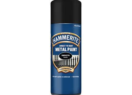 Hammerite Direct To Rust Smooth Finish Aerosol Black 400Ml