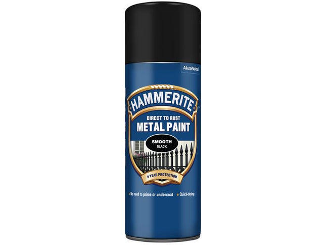 Hammerite Direct To Rust Smooth Finish Aerosol Black 400Ml