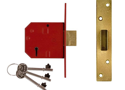 Union 2134E 5 Lever Bs Mortice Deadlock Satin Brass Finish 79.5Mm 3In Box
