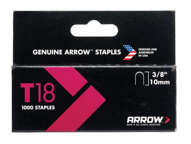 ARROW T18 Staples 10Mm (3/8In) Box 1000