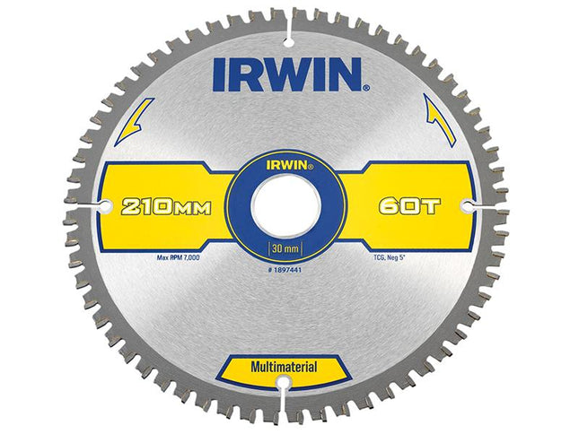 IRWIN Multi Material Circular Saw Blade 210 X 30Mm X 60T Tcg/Neg