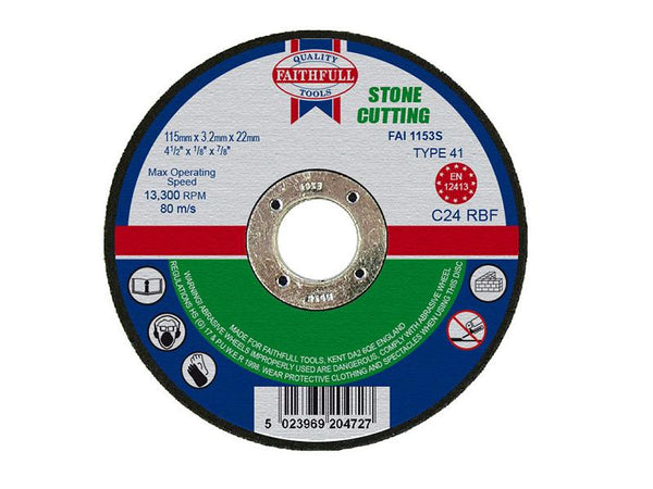 Faithfull Stone Cut Off Disc 115 X 3.2 X 22.23Mm