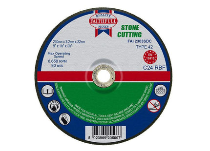 Faithfull Depressed Centre Stone Cutting Disc 230 X 3.2 X 22.23Mm