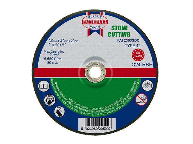 Faithfull Depressed Centre Stone Cutting Disc 230 X 3.2 X 22.23Mm