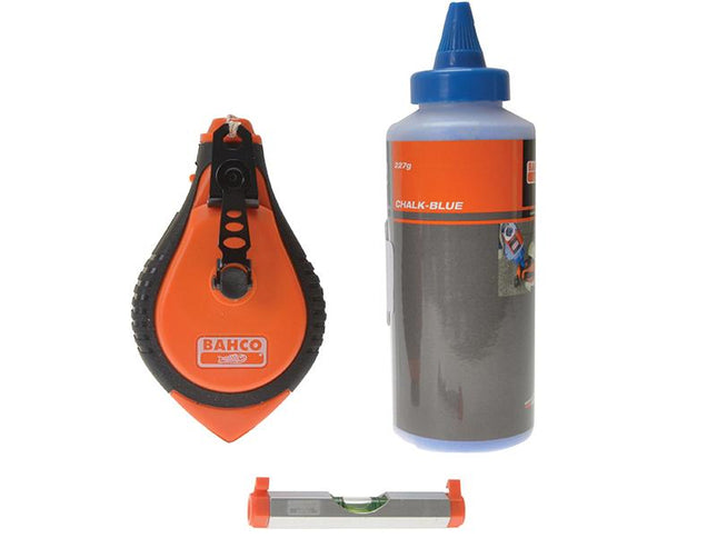 Bahco Blue Chalk Chalk Line & Line Level Set