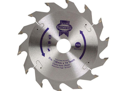 Faithfull Tct Circular Saw Blade 128 X 20Mm X 14T Pos