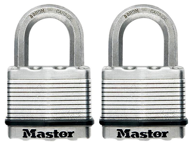 Master Lock Excell Laminated Steel 50Mm Padlock - 25Mm Shackle - Keyed Alike X 2