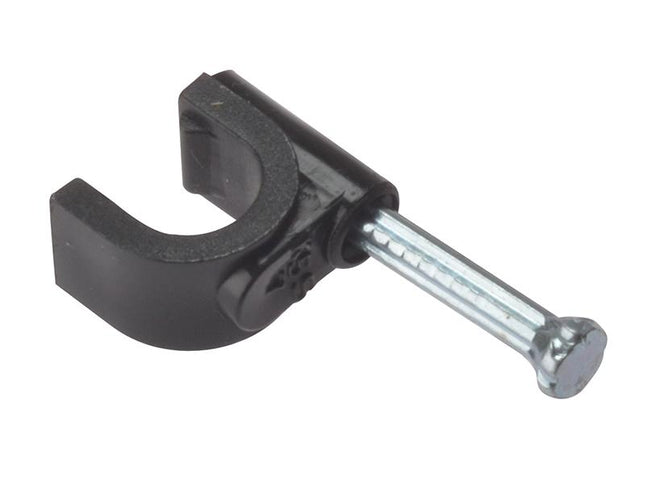 Forgefix Cable Clip Round Coax Black 6-7Mm Box 100