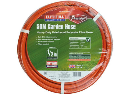 Faithfull Prestige Heavy-Duty Garden Hose 50M 12.5Mm (1/2In) Diameter