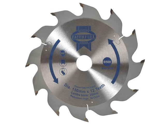 Faithfull Tct Circular Saw Blade 150 X 20Mm X 12T Pos