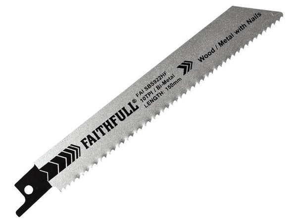 Faithfull S922Hf Bi-Metal Sabre Saw Blade Demolition 150Mm 10 Tpi (Pack 5)