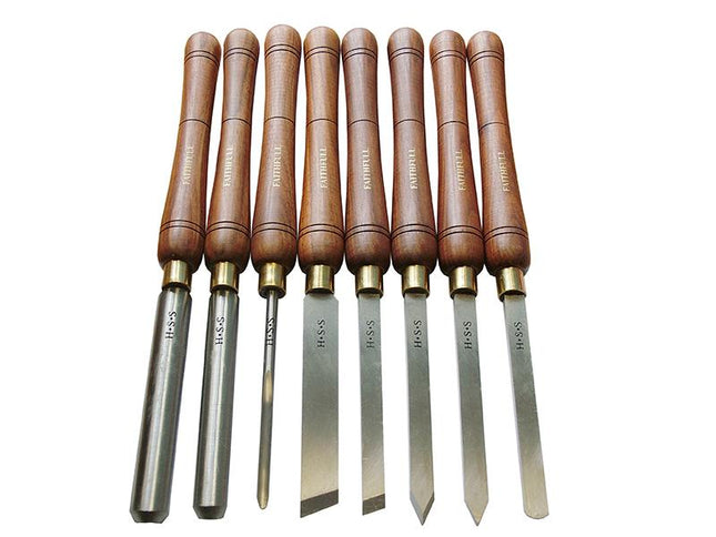 Faithfull Hss Turning Chisel Wooden Boxed Set Of 8