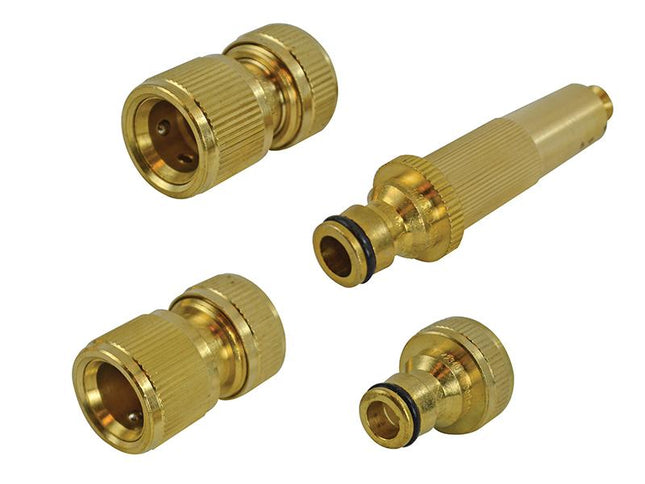 Faithfull Brass Nozzle & Fittings Kit 4 Piece 12.5Mm (1/2In)