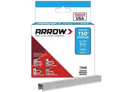 ARROW T50 Staples 8Mm (5/16In) Box 1250