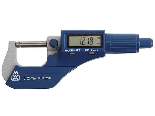 Moore & Wright Mw200-01Dbl Digital External Micrometer 0-25Mm/0-1In 0.001Mm/.00005In