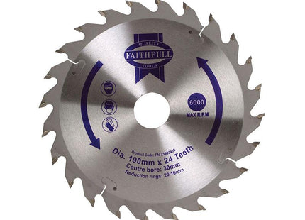 Faithfull Tct Circular Saw Blade 190 X 30Mm X 24T Pos
