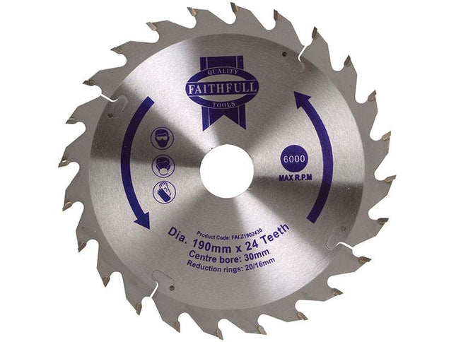 Faithfull Tct Circular Saw Blade 190 X 30Mm X 24T Pos