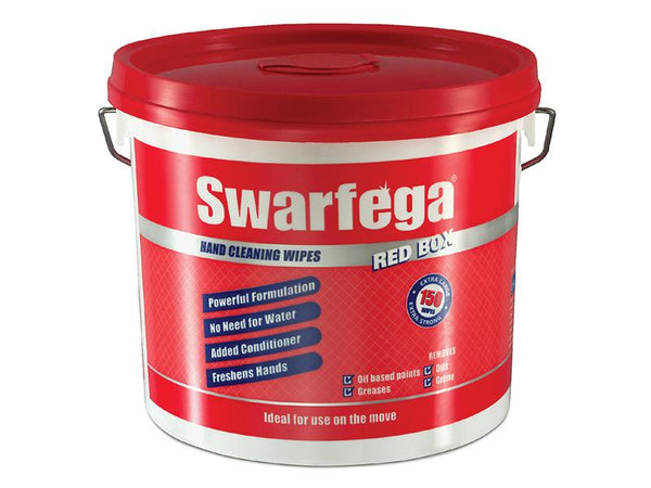 Swarfega Red Box Heavy-Duty Trade Hand Wipes (Tub 150)