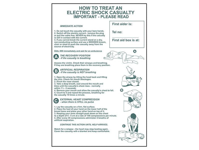 Scan How To Treat An Electric Shock Casualty - Pvc 400 X 600Mm