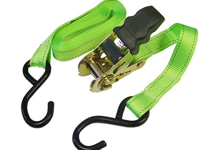 Faithfull Ratchet Tie-Downs S Hook 5M X 25Mm Breaking Strain 600Kg/Dan 2 Piece