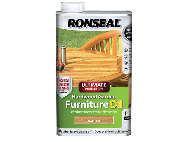 Ronseal Ultimate Protection Hardwood Garden Furniture Oil Natural Clear 500Ml