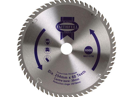 Faithfull Tct Circular Saw Blade 254 X 30Mm X 60T Pos