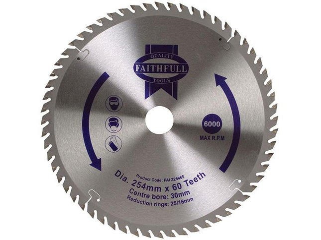 Faithfull Tct Circular Saw Blade 254 X 30Mm X 60T Pos